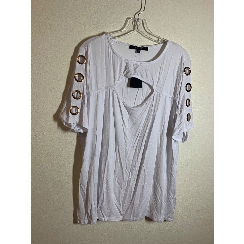 NWT Louise Paris Grommet Top Women's Size 18/20 White Business Casual Party Y2K